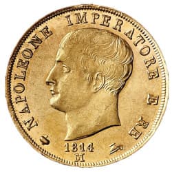 Zlatá mince 40 Lira Itálie Napoleon I 1814