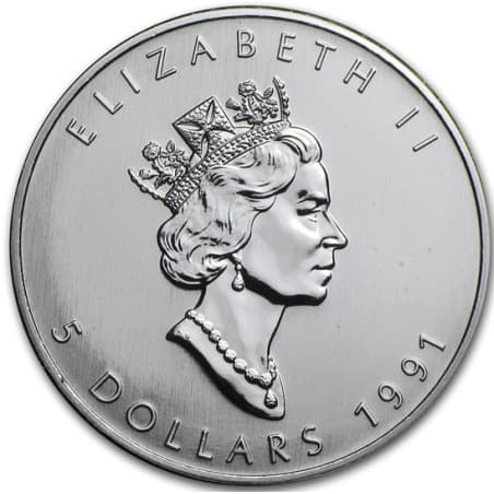 Stříbrná mince 1 Oz Maple Leaf 1991