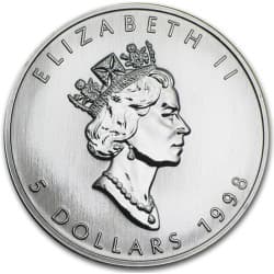 Stříbrná mince 1 Oz Maple Leaf 1998