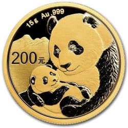 Zlatá mince 15 g China Panda 2019 CACHE-TEST