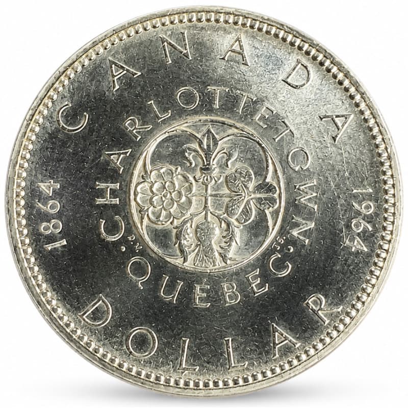 Stříbrná mince 1 Dollar Canada Charlottetown & Quebec 1964