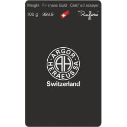 Zlatý slitek 100 g Argor Heraeus litý