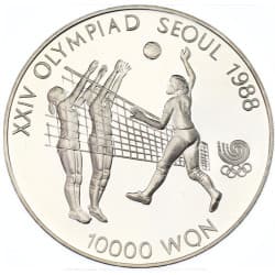 Stříbrná mince 10000 WON XXIV OLYMPIAD SEOUL Volleyball- 1987
