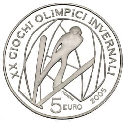 Stříbrná mince 5 EURO 2006 Winter Olympics Ski Jumping Proof - 2005