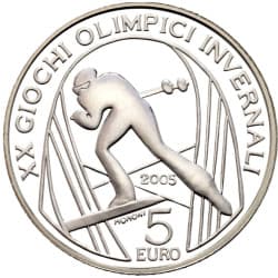 Stříbrná mince 5 EURO 2006 Winter Olympics Cross-Country Skiing Proof - 2005