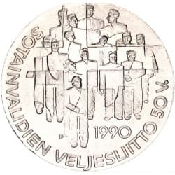 Stříbrná mince 100 Markkaa Disabled Veterans Organization - 1990 Proof