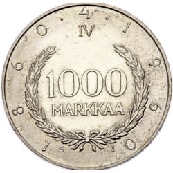 Stříbrná mince 1000 Markkaa Snellman - 1960