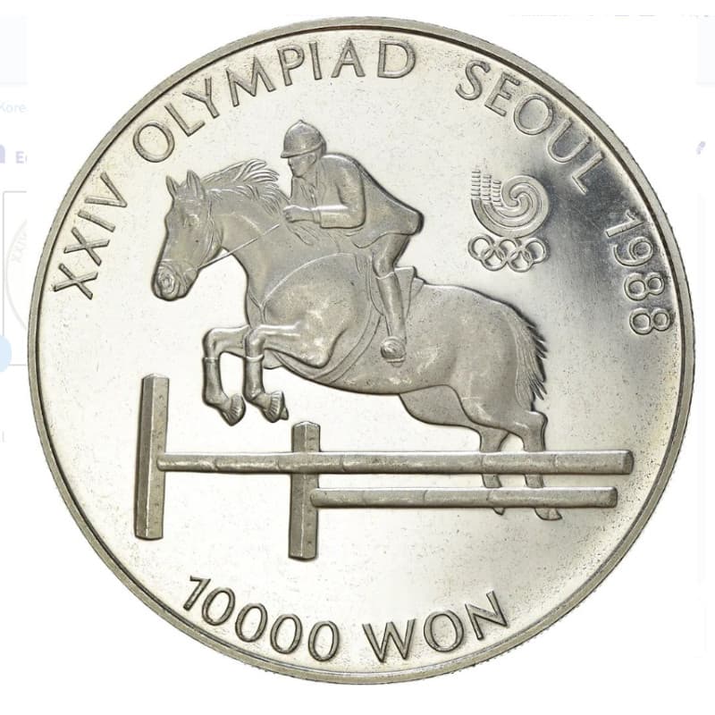 Stříbrná mince 10000 WON XXIV OLYMPIAD SEOUL Equestrian Events - 1988