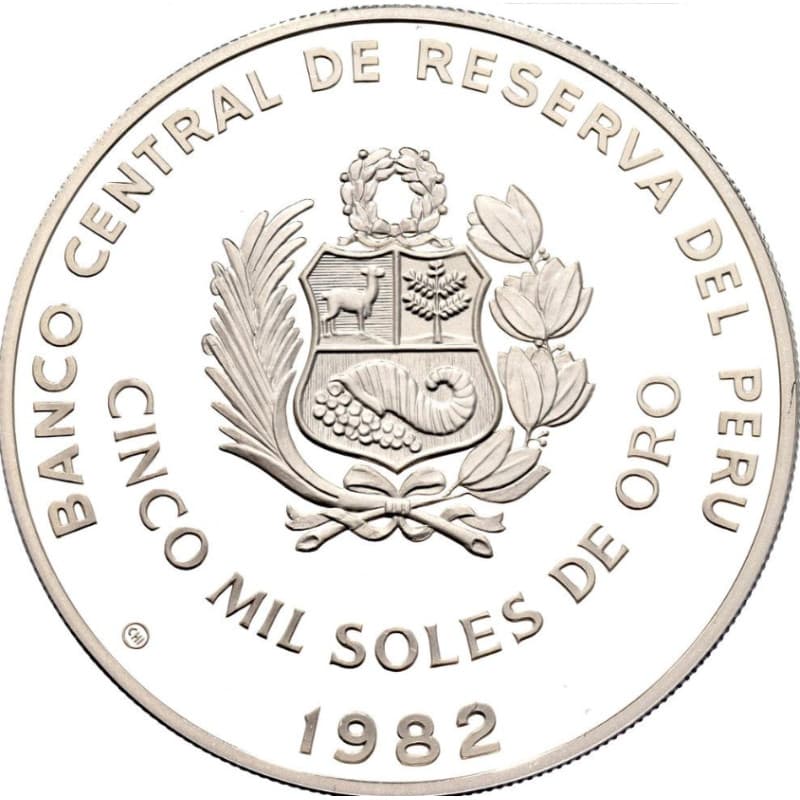 Stříbrná mince 5000 Soles de Oro World championship football - 1982 Proof