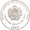 Stříbrná mince 5000 Soles de Oro World championship football - 1982 Proof