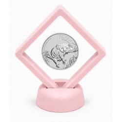 Rámeček na minci 3D box 90 mm světle růžová + kulatý stojánek