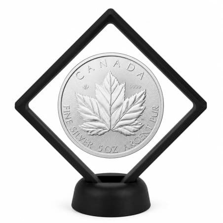 Rámeček na minci 3D box 110 mm černá + kulatý stojánek