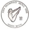 Stříbrná mince 10000 Won XXIV OLYMPIAD SEOUL 1988 Skoky do vody - 1987 Proof