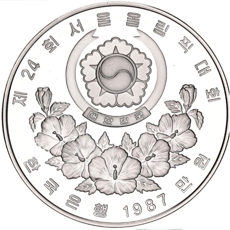 Stříbrná mince 10000 Won XXIV OLYMPIAD SEOUL 1988 Skoky do vody - 1987 Proof