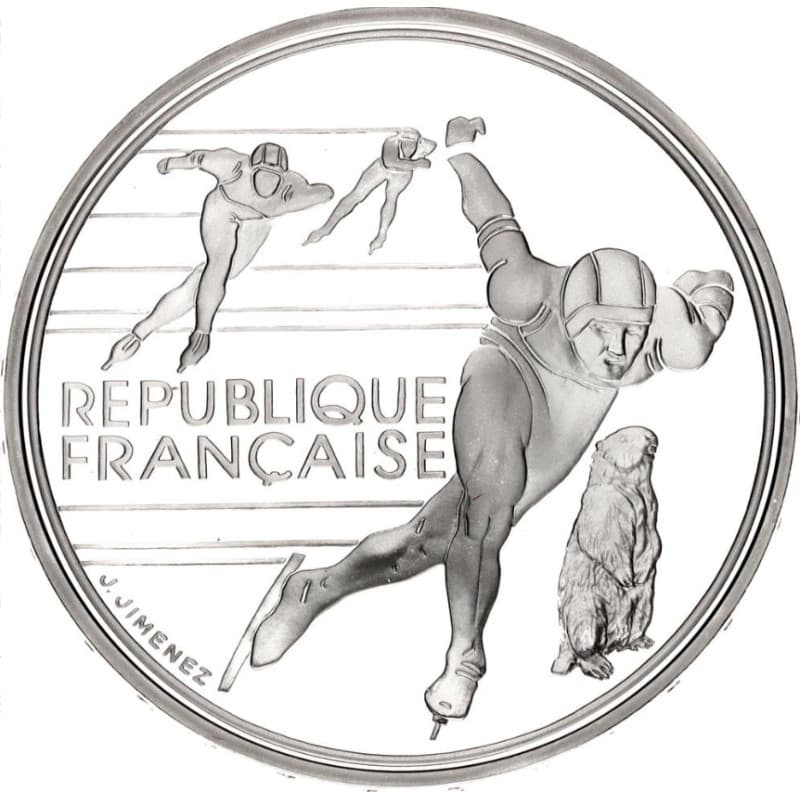 Stříbrná mince 100 Francs Speed Skating - 1989 Proof