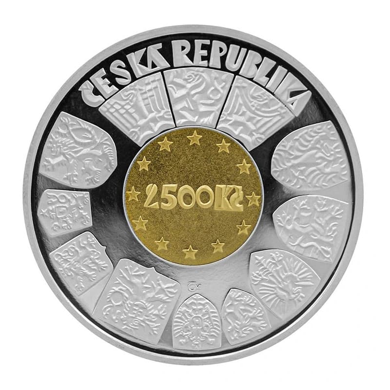 Bimetalová mince 2500 Kč Vstup České republiky do Evropské unie 2004 Proof Bez Certifikátu