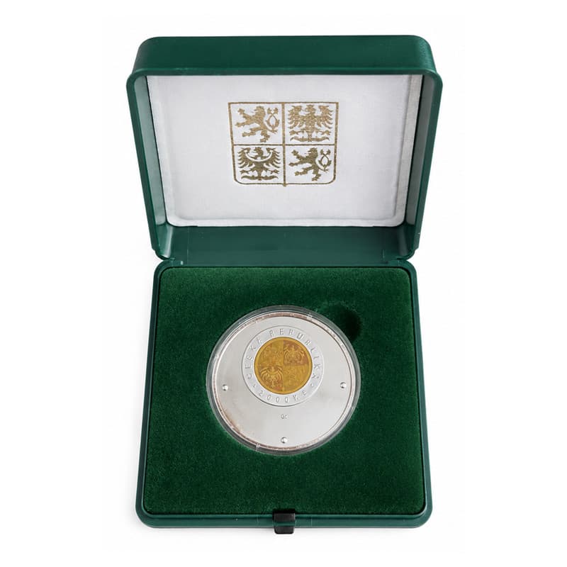 Bimetalová pamětní mince 1 Oz se zlatou inlejí a hologramem k roku 2000 Proof Bez Certifikátu
