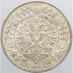 Stříbrná mince 5 Crowns / 5 Kronen Francis Joseph I. 1900