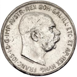 Stříbrná mince 5 Crowns / 5 Kronen Francis Joseph I. 1909