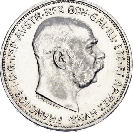 Stříbrná mince 2 Crowns / 2 Kronen Francis Joseph I. 1912