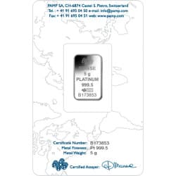 Platinový slitek 5 g PAMP