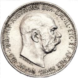 Stříbrná mince 1 Crown1 / 1 Krone  Francis Joseph I. různé roky