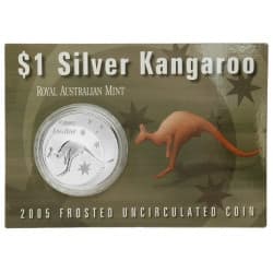 Stříbrná mince 1 Oz One Dollar Kangaroo 2005 v kartě