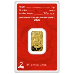Zlatý slitek 5 g Argor Heraeus Lunar Series III Year of the Snake 2025