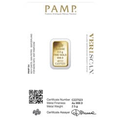 Zlatý slitek 2,5 g PAMP
