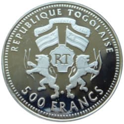 Stříbrná mince 500 Francs CFA XVIII World Cup Germany 2006 - 2001 Proof