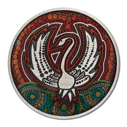 Stříbrná mince 2 Oz Black Swan Maali 2022 Antikováno + Kolorováno