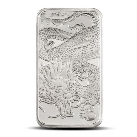 Stříbrná mince ve tvaru slitku 1 Oz Rectangular Dragon 2022