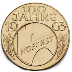 Zlatá medaile 8 g 100 Jahre Farbwerke Hoechst AG. 1863–1963