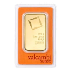Zlatý slitek 100 g Valcambi ražený
