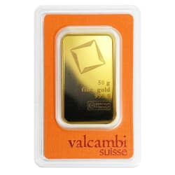 Zlatý slitek 50 g Valcambi