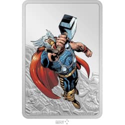 Stříbrná mince ve tvaru slitku 1 Oz Marvel Thor 2023 Kolorováno