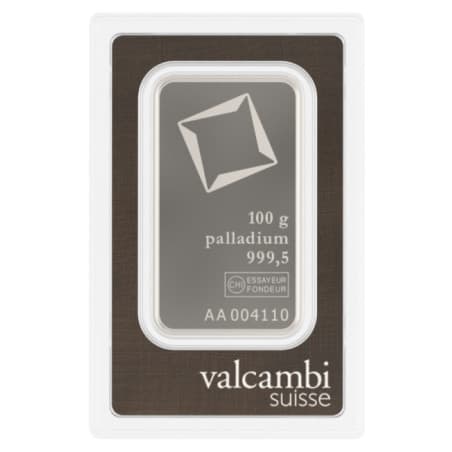 Palladiový slitek 100 g Valcambi