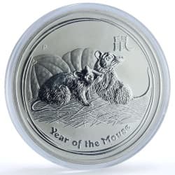 Stříbrná mince 2 Oz Lunar Series II Year of the Mouse 2008