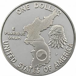 Stříbrná mince 1 Dollar Korean War Memorial Coin -1991 Proof