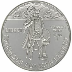 Stříbrná mince 1 Dollar Columbus Quincentenary -1992 Proof