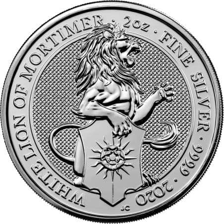 Stříbrná mince 2 Oz The Queens Beasts White Lion of Mortimer 2020