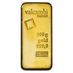 Zlatý slitek 500 g Valcambi litý