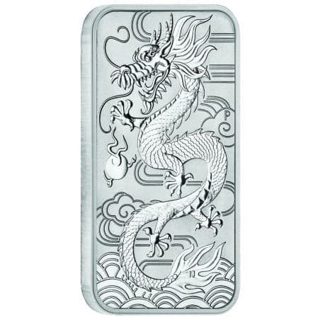 Stříbrná mince ve tvaru slitku 1 Oz Rectangular Dragon 2018