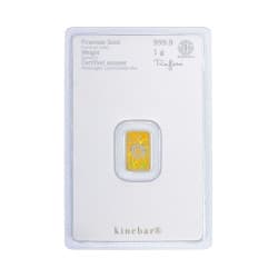 Zlatý slitek 1 g Heraeus Kinebar