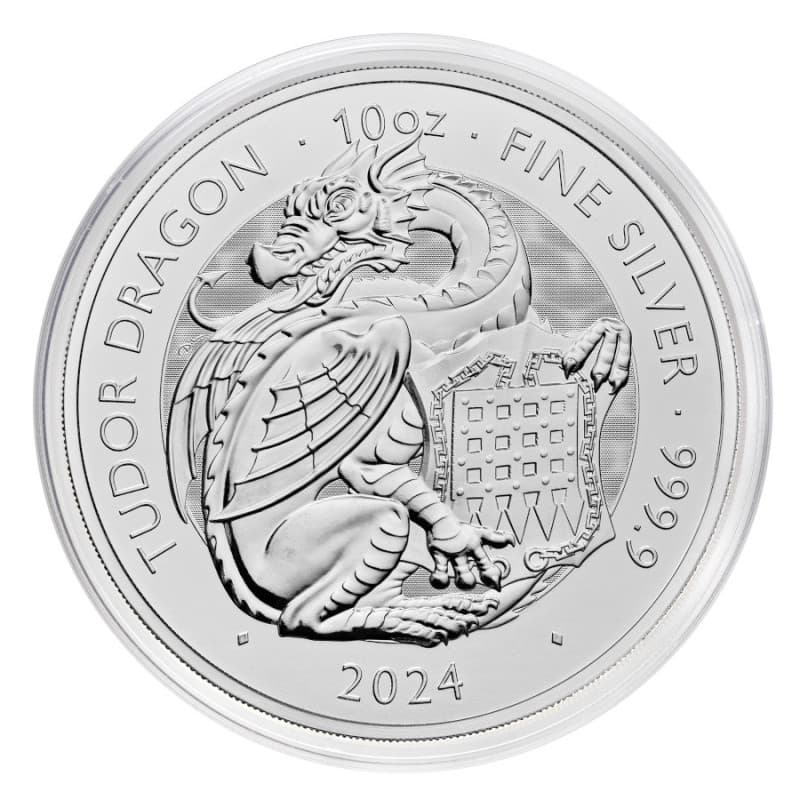 Stříbrná mince 10 Oz The Royal Tudor Beasts Tudor Dragon 2024