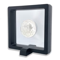 Rámeček na minci 3D box 90 mm černá + obdélníkový stojánek