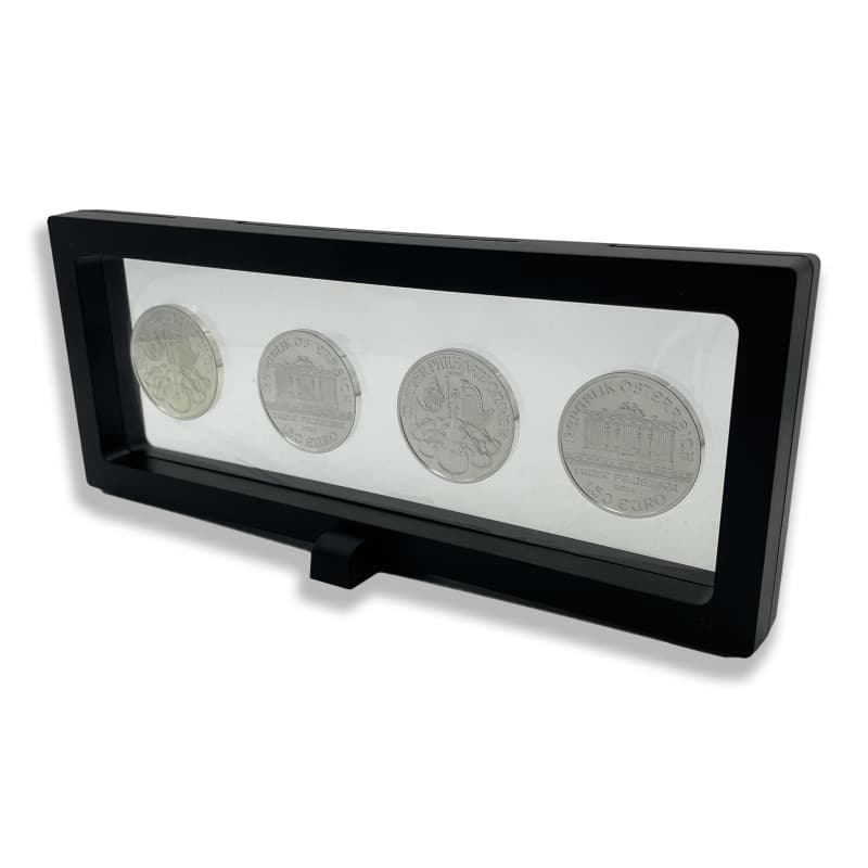 Rámeček na minci 3D box 230 mm černá + obdélníkový stojánek