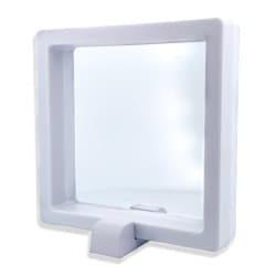 Rámeček na minci 3D box 90 mm bílá + obdélníkový stojánek