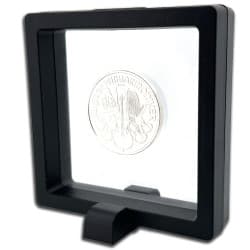 Rámeček na minci 3D box 70 mm černá + obdélníkový stojánek