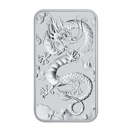 Stříbrná mince ve tvaru slitku 1 Oz Rectangular Dragon 2019